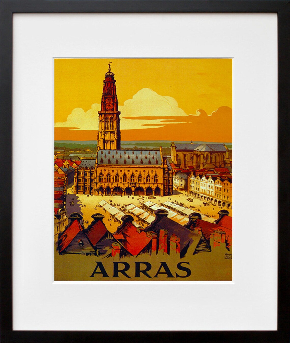 Arras France Historic Belfry and Market Square Vintage Poster - Image 2