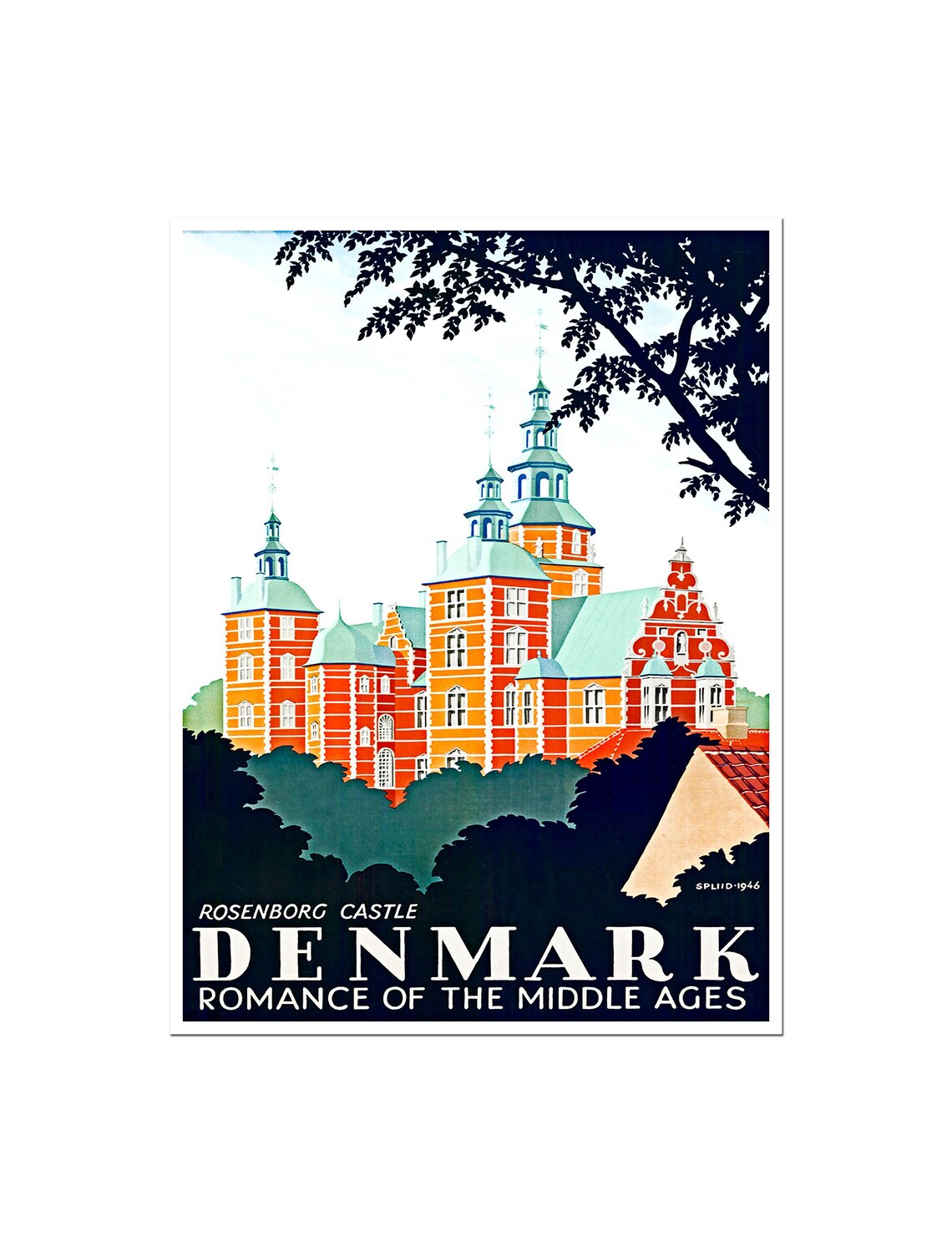 Denmark Rosenborg Castle Romance of the Middle Ages Travel Poster
