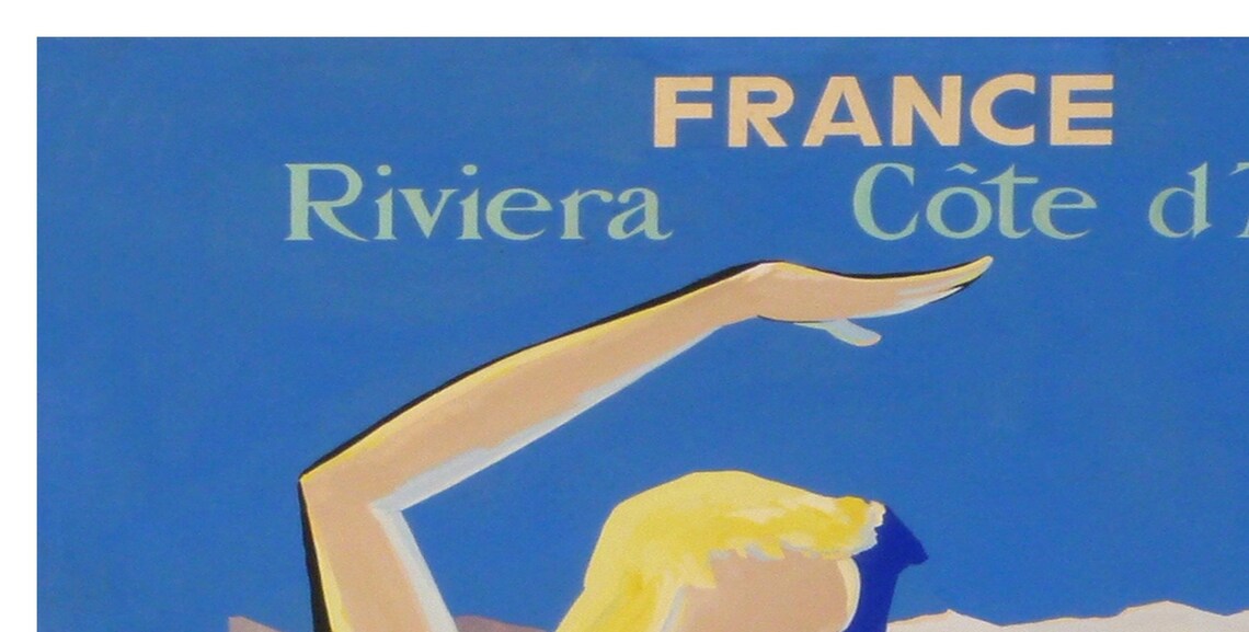 Antibes Juan Les Pins France Poster Mermaid Riviera Coast Vintage - Image 2