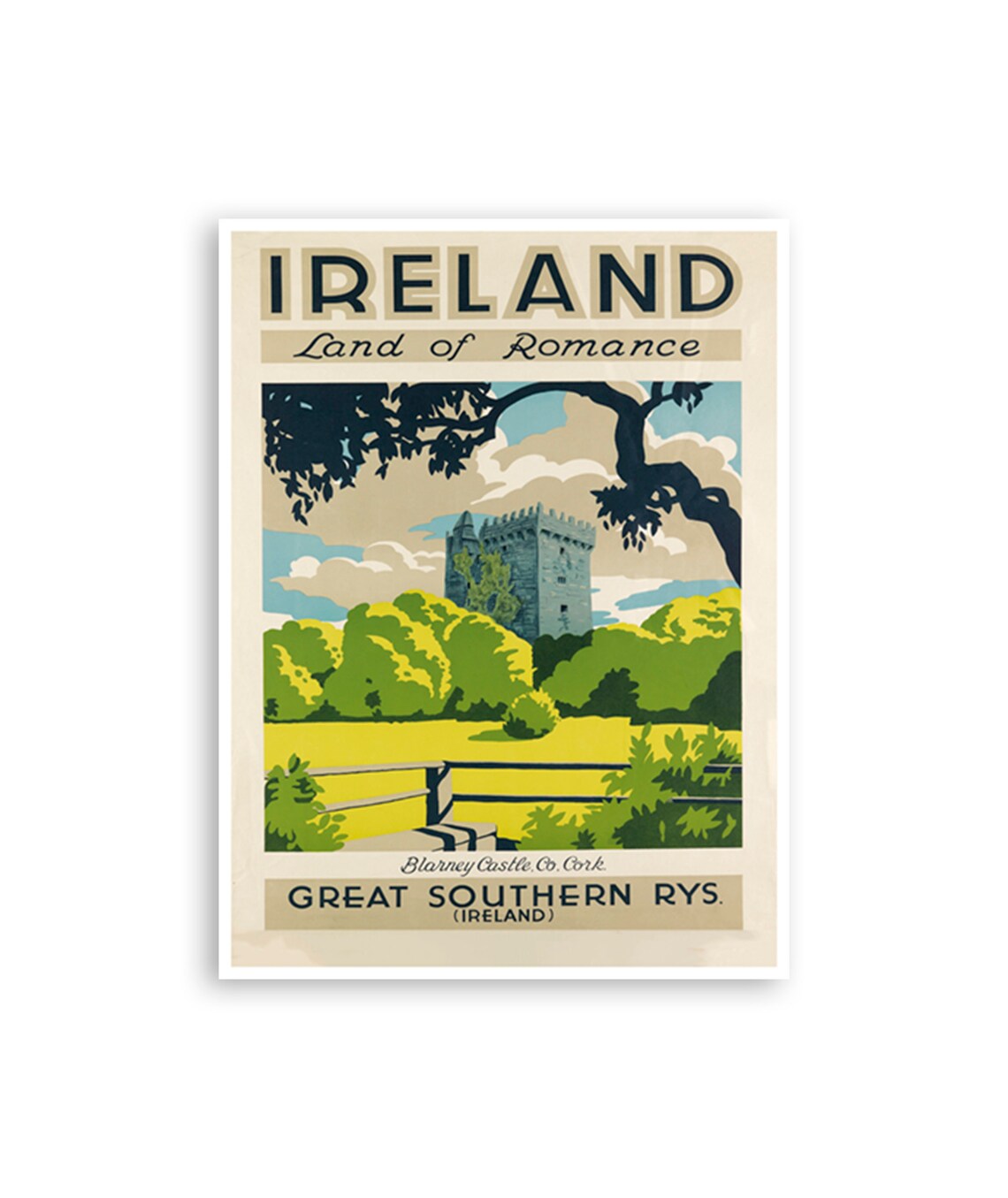 Ireland Blarney Castle Travel Poster, Irish Decor