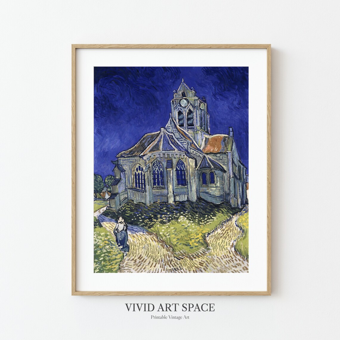 Van Gogh The Church At Auvers 1890 Deep Blue Night Sky Poster - Image 2