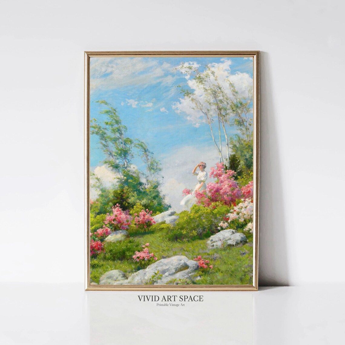 May Morning Vintage Landscape Art Print, Victorian Garden