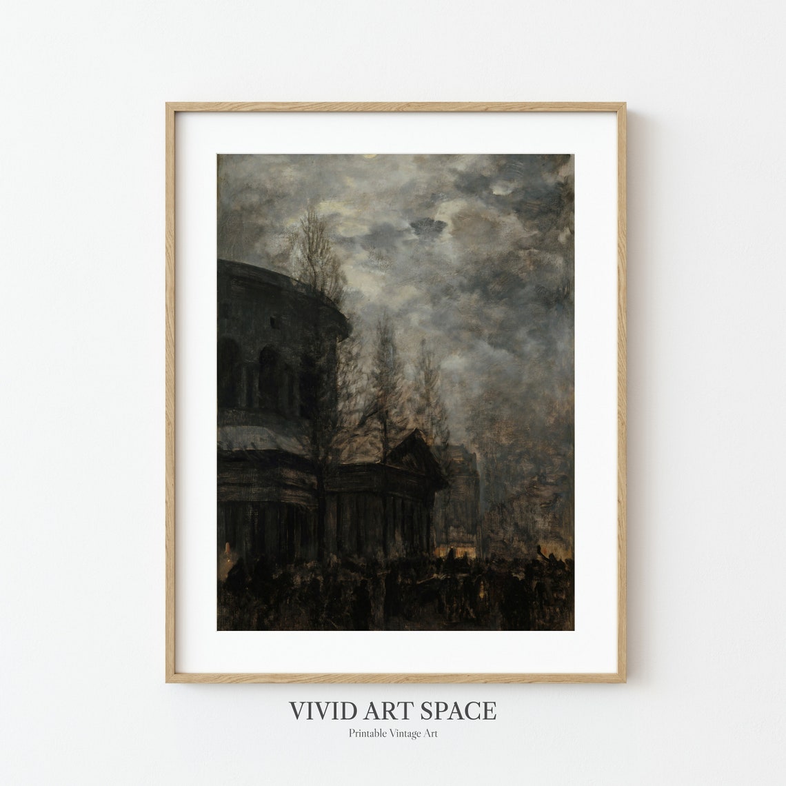 Leaving Paris Moonlit Dark Cityscape Moody Nighttime Art Print - Image 3