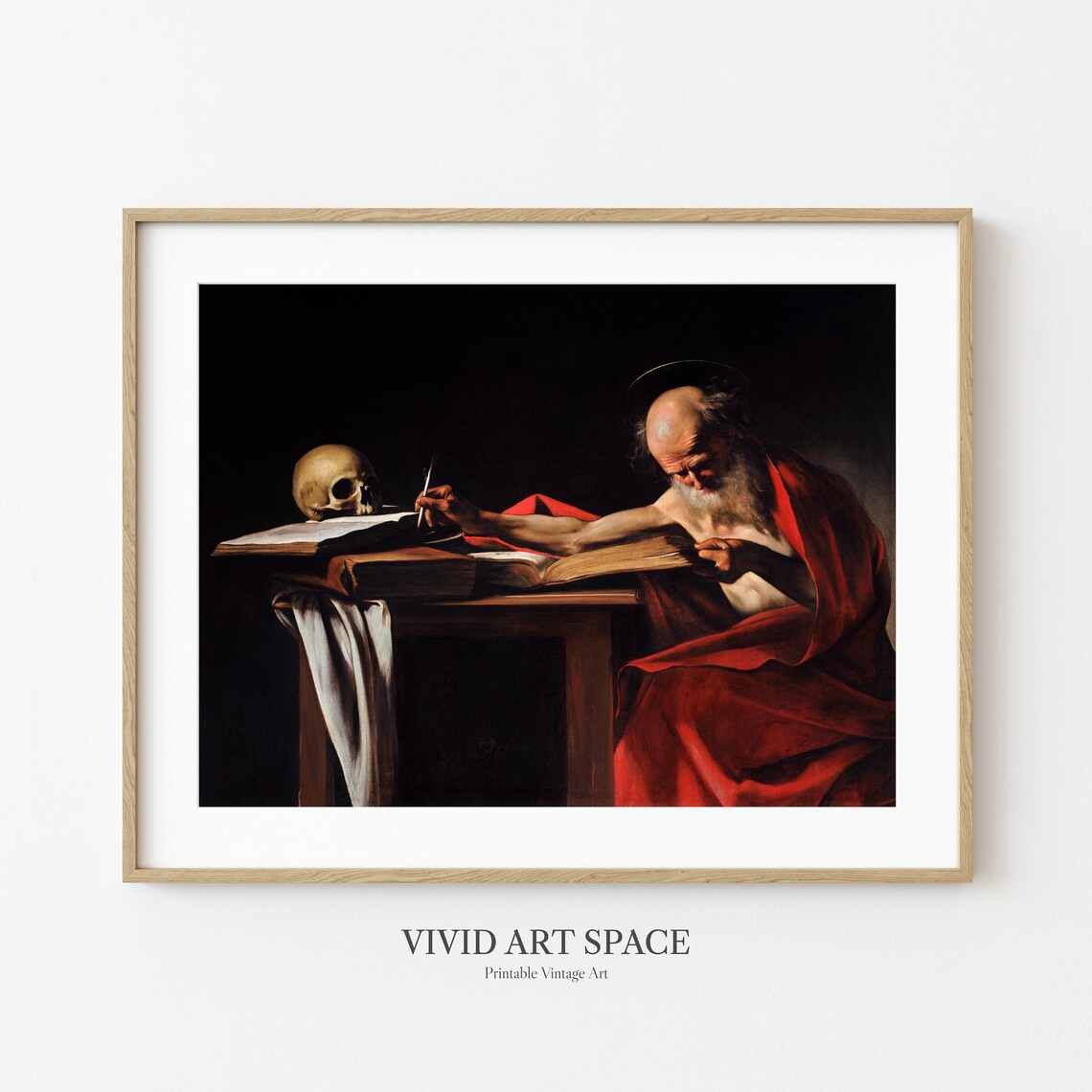 Caravaggio Saint Jerome Writing Skull Baroque Painting Poster - Image 3