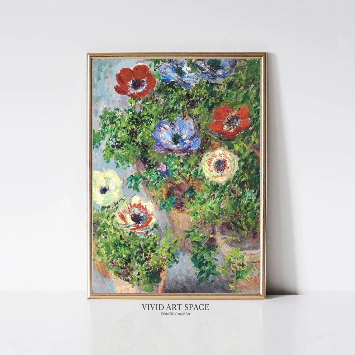 Claude Monet Anemones Blossoms Vibrant Impressionist Floral Print