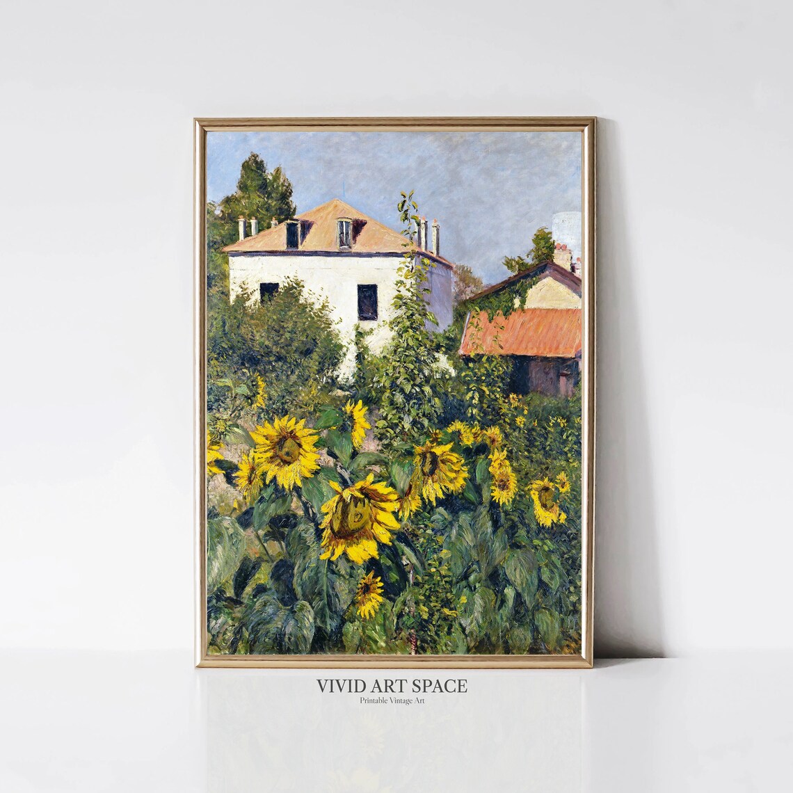 Sunflower Garden Cottage Victorian Botanical Painting Poster