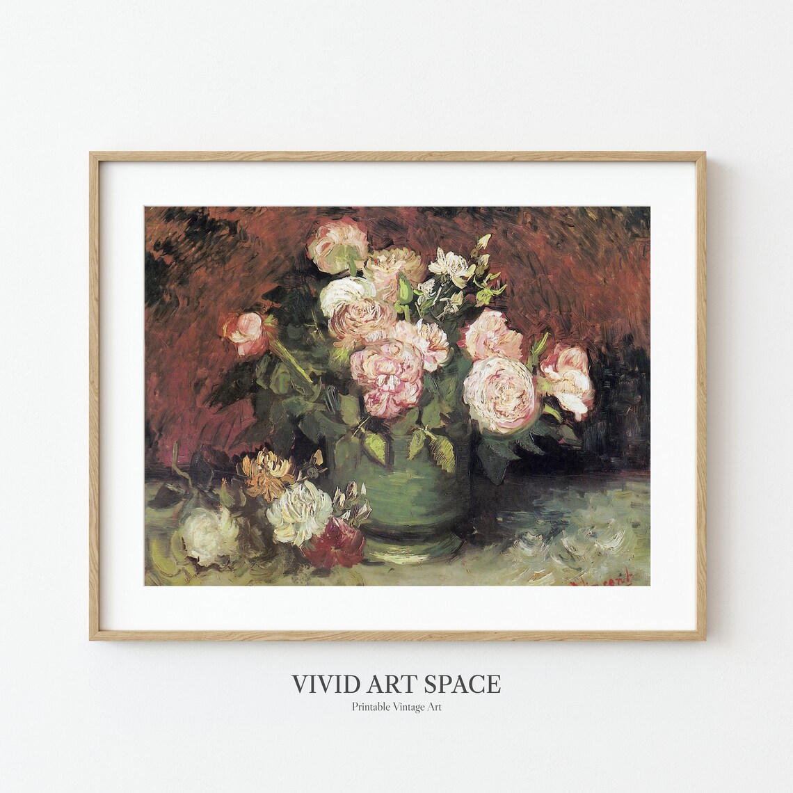Vincent Van Gogh Peonies and Roses Vintage Floral Art Print - Image 3