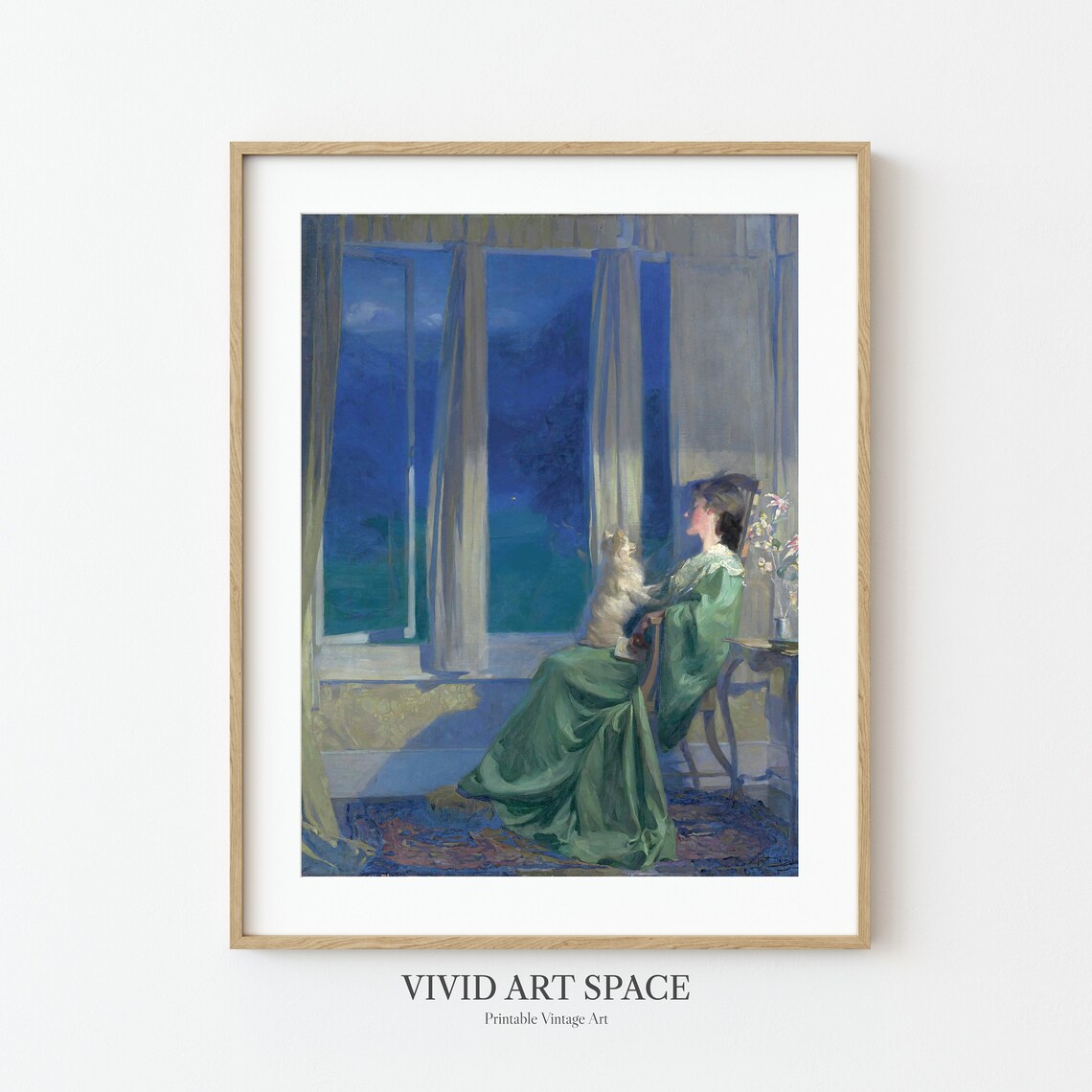 Blue Evening, Vintage Woman Portrait Art Print