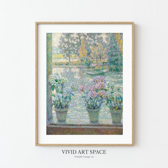 Blooming Hydrangeas Vintage French Landscape Art Print