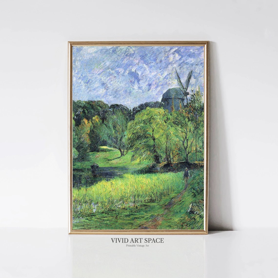 Gauguin The Queens Mill Pond Windmill Impressionist Painting Poster - Image 3