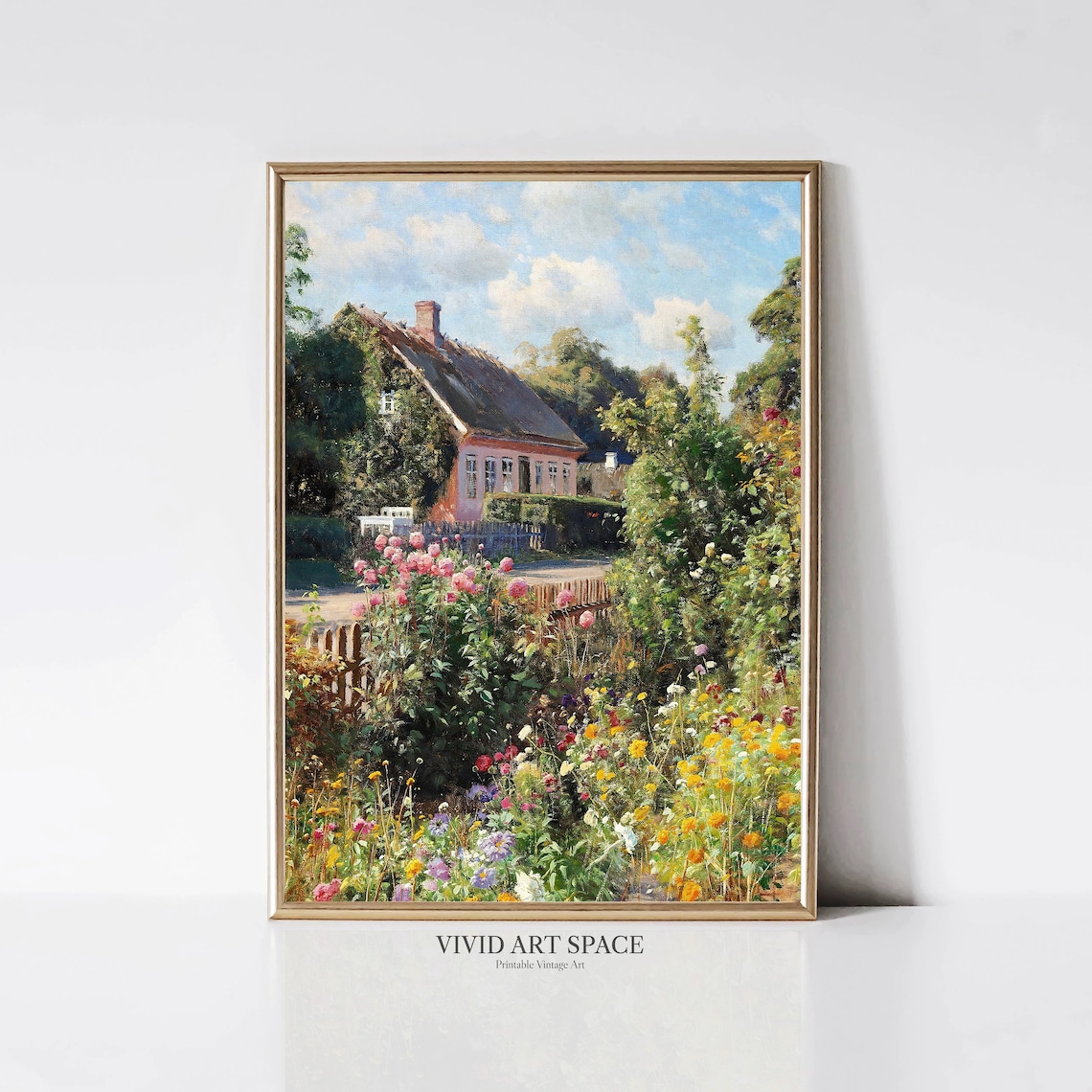 Flowers In A Garden Rustic Country Art Print