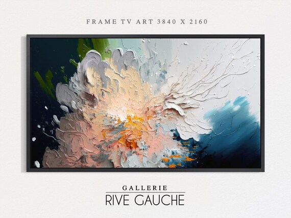 Frame Tv Art Abstract Modern Neutral Acrylic Art Tv Oil Painting Instant Frame Tv Art Art Cherry Blossom