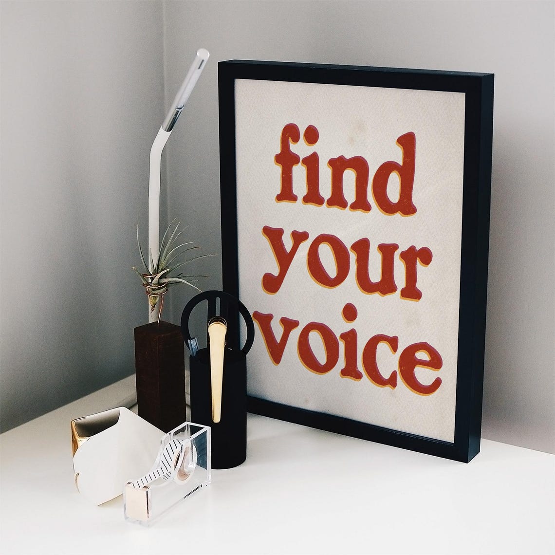 Find Your Voice Empowerment Quote Retro Typography Wall Art Poster - Image 4