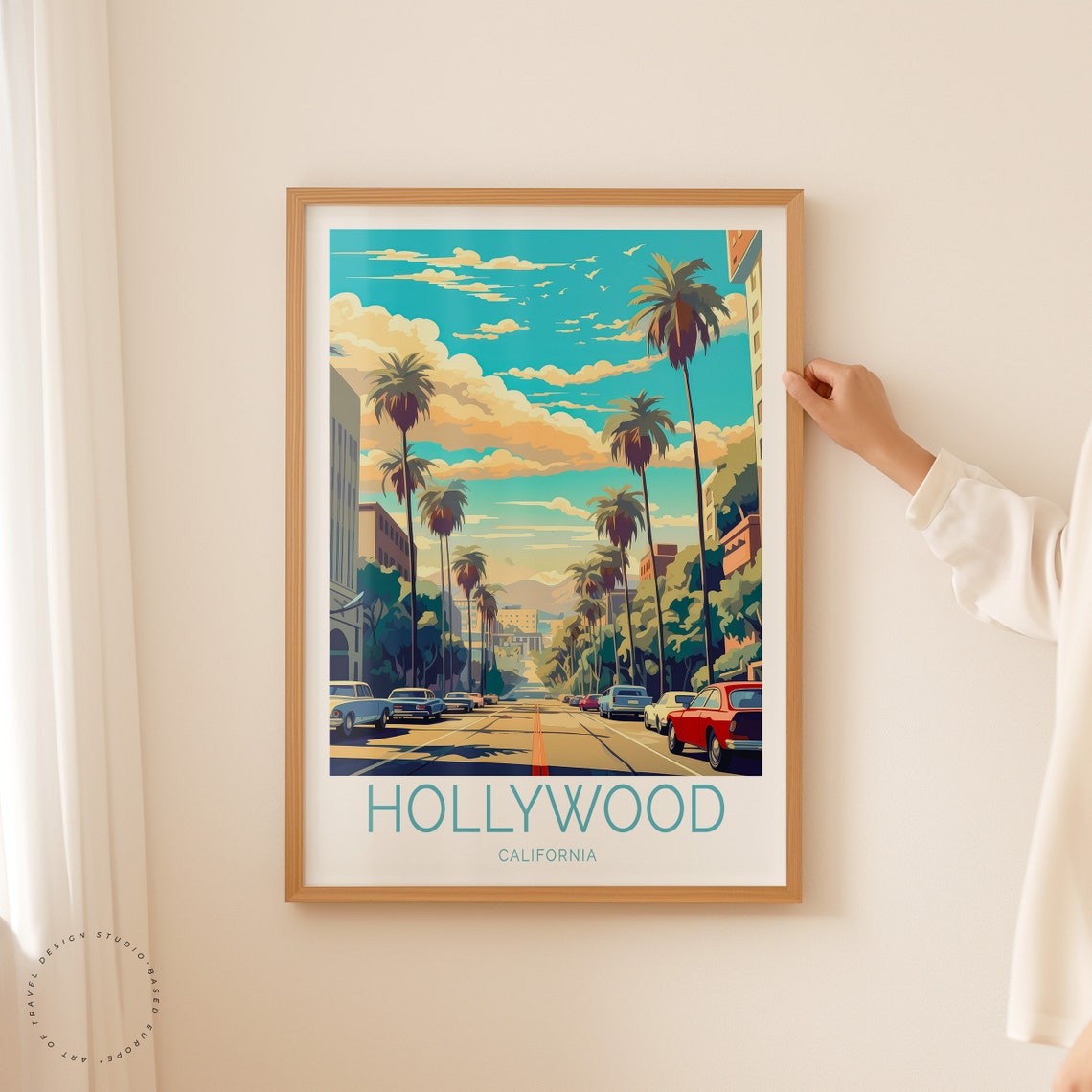Hollywood City Travel Poster California Wall Art La California Wall Decor Hollywood Birthday Gifts Anniversary Print - Image 2