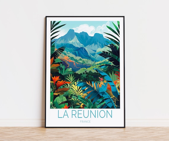 La Reunion Travel Poster, France Island Wall Art