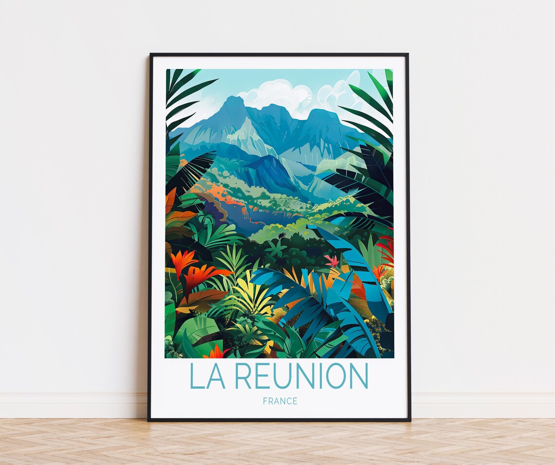 La Reunion Travel Poster, France Island Wall Art
