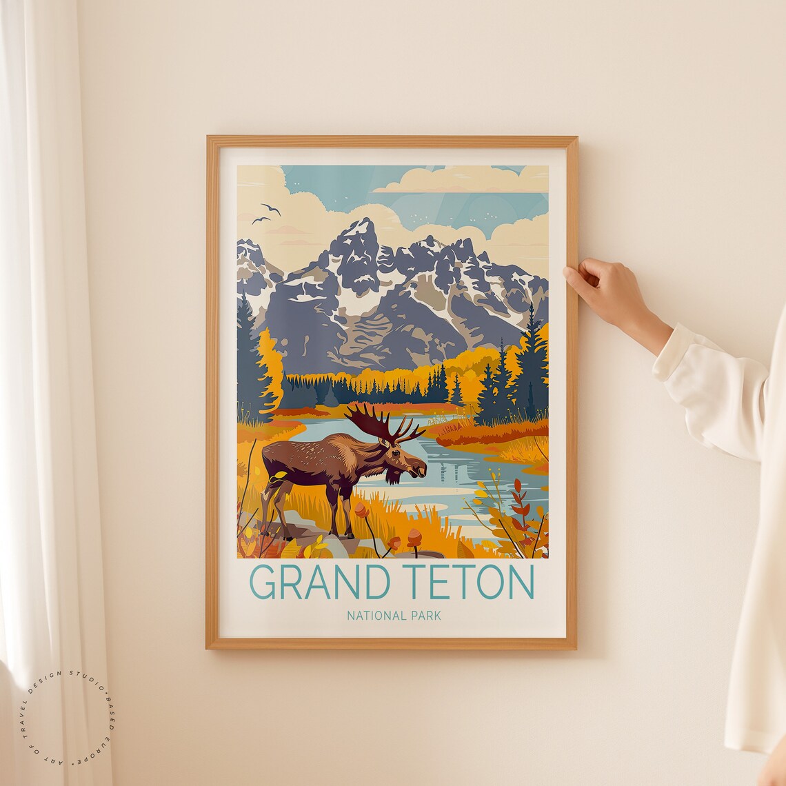Grand Teton National Park Moose in Fall Alpine Meadow Poster - Image 2