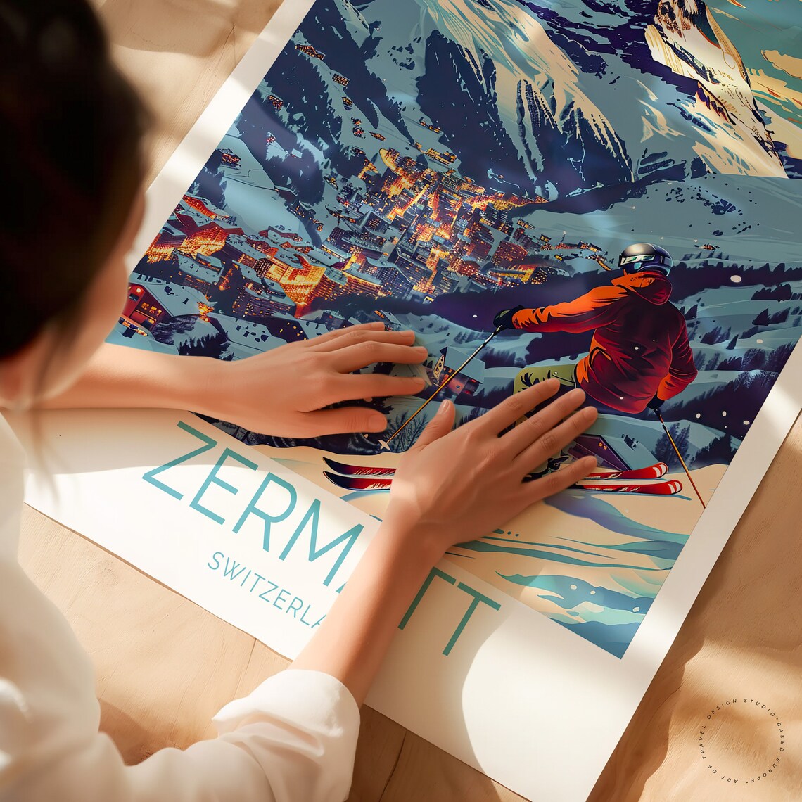 Zermatt Switzerland Travel Poster, Winter Landscape - Image 2