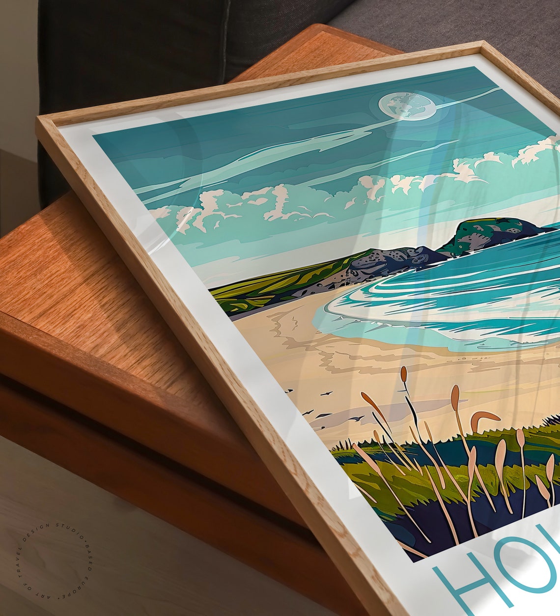 Holywell Bay Cornwall Moonlit Beach Rolling Ocean Waves Poster - Image 3