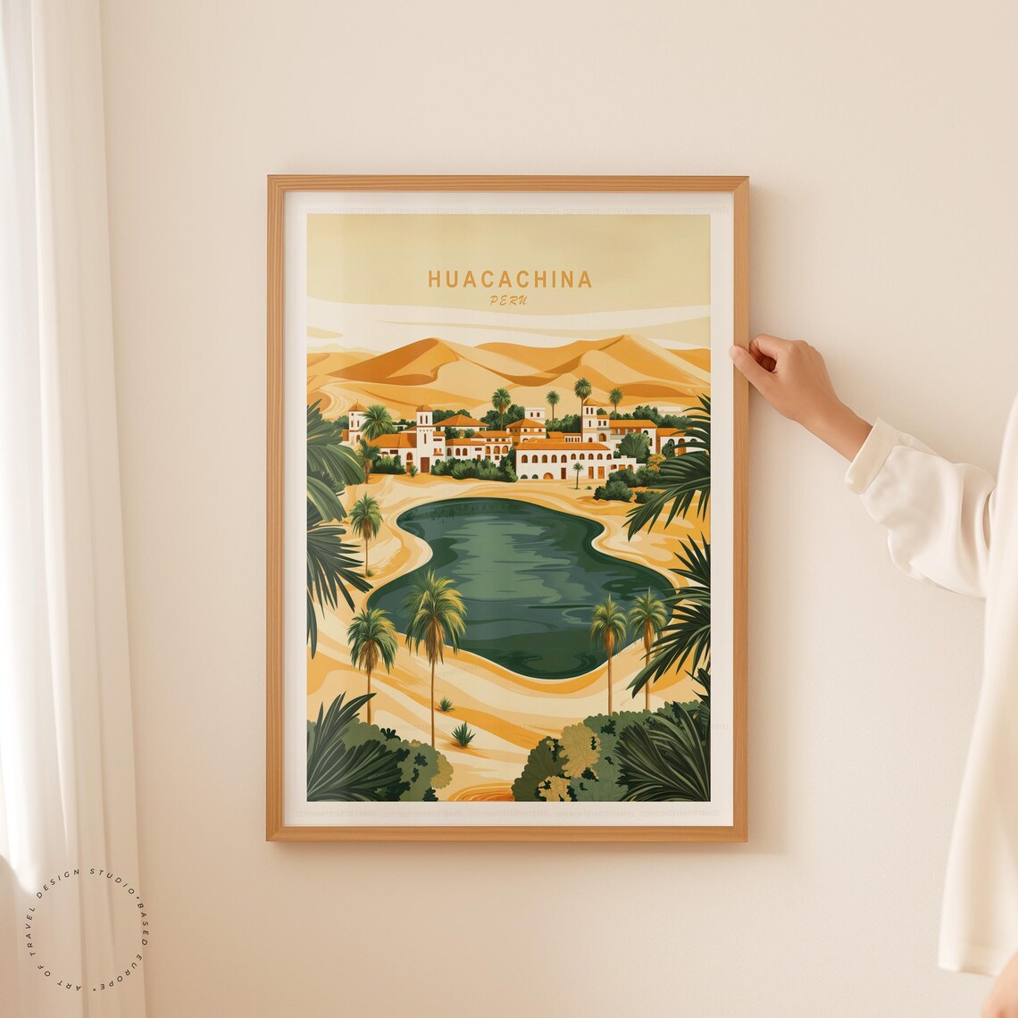 Huacachina Peru Desert Lagoon Palm Trees Village Travel Poster - Image 5