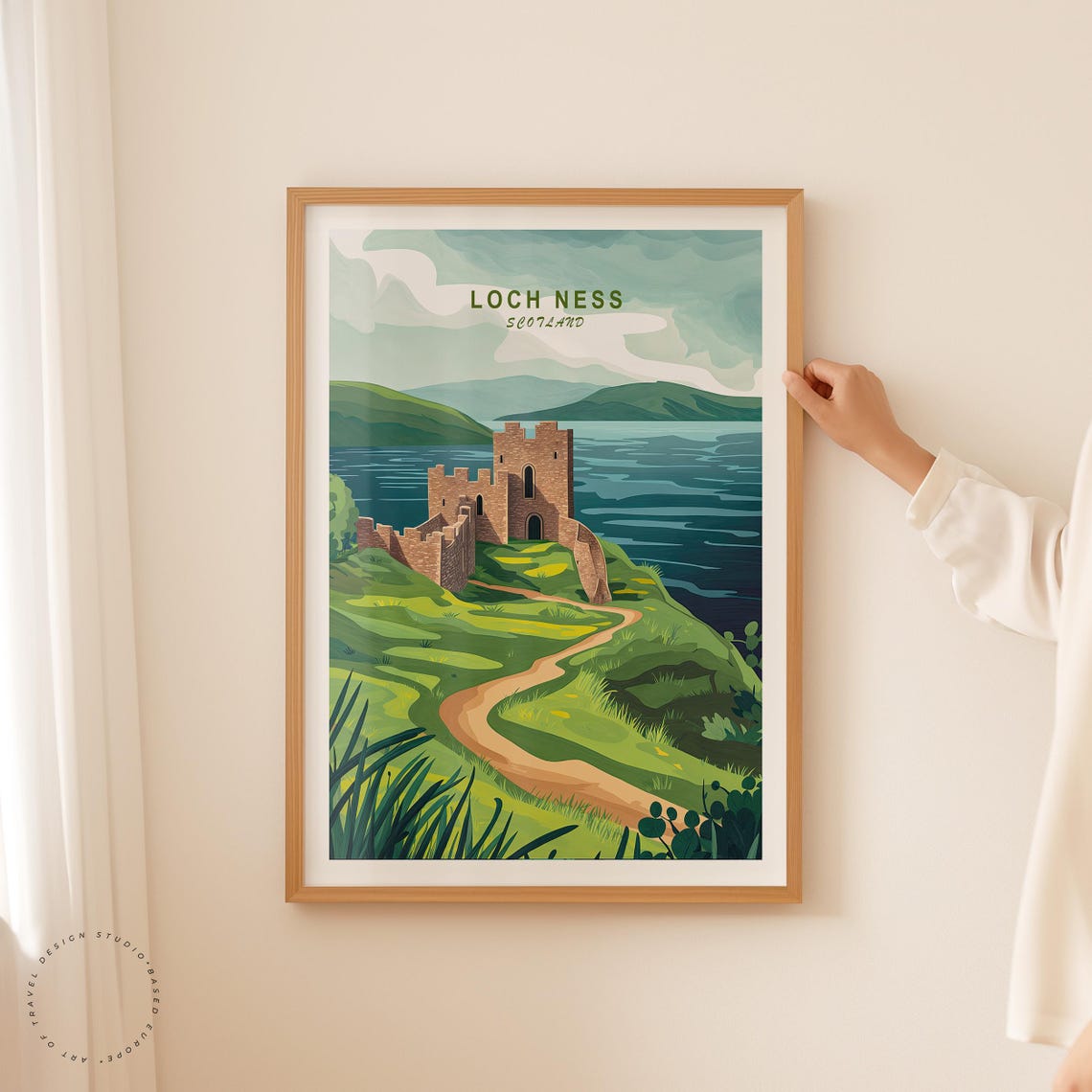 Loch Ness Castle Lakeside Trail Scene With Top Caption Poster - Image 2