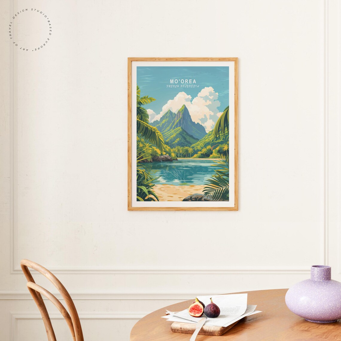 Moorea French Polynesia Lagoon Palm Peaks Tropical Travel Poster - Image 4