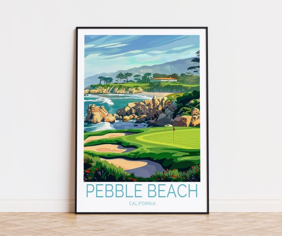 Pebble Beach Golf Travel Poster California Pebble Beach Wall Art Usa Travel Home Decor Birthday Gifts Wedding Present