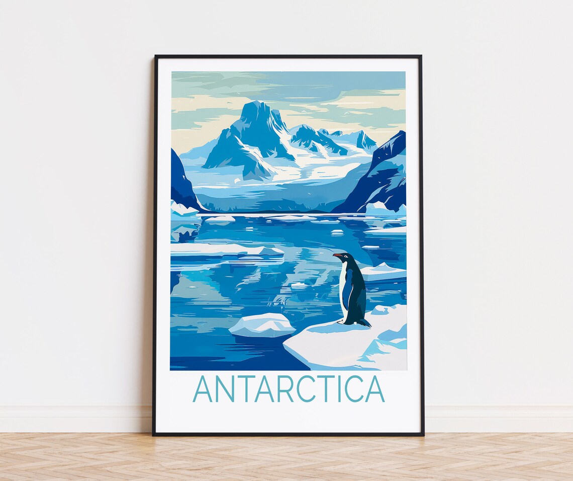 Antarctica Travel Poster, Custom Travel Art Print