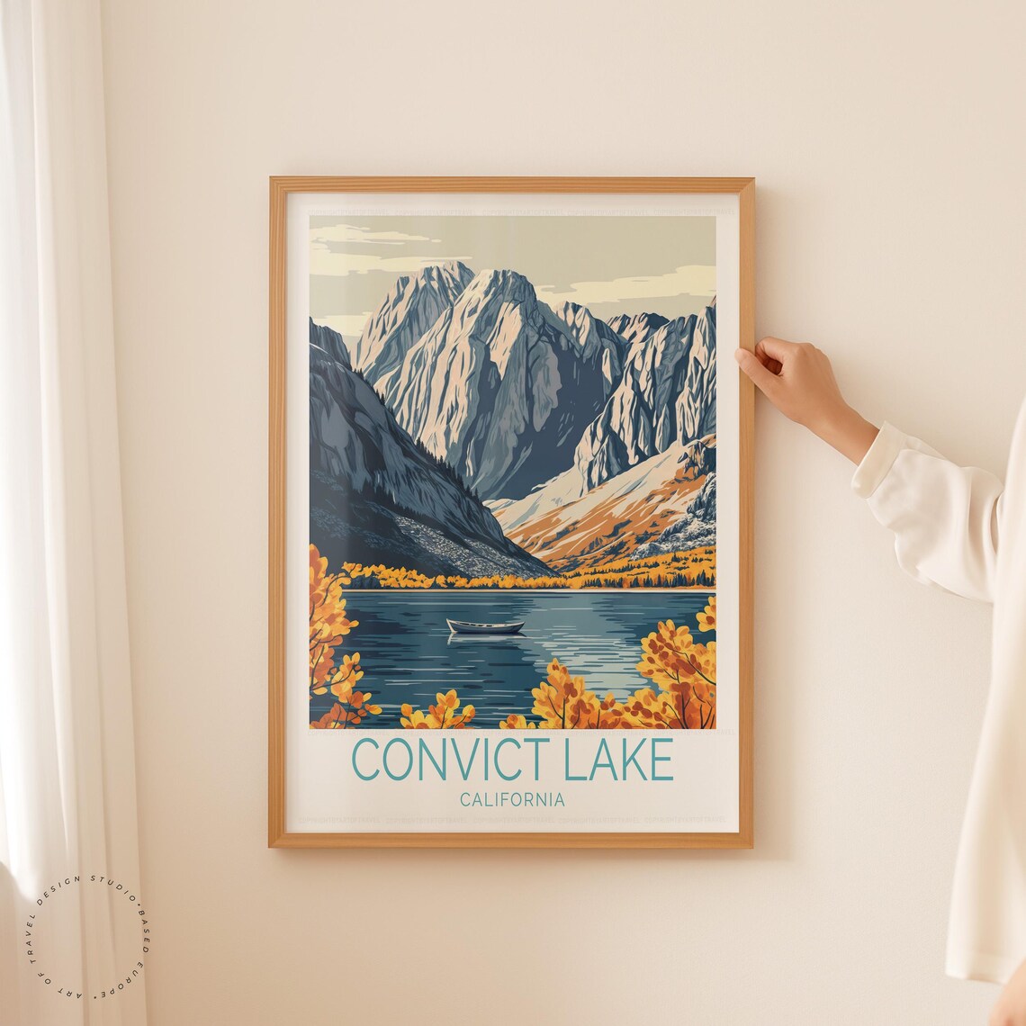 Convict Lake California Autumn Canoe Golden Aspen Lake Travel Poster - Image 2