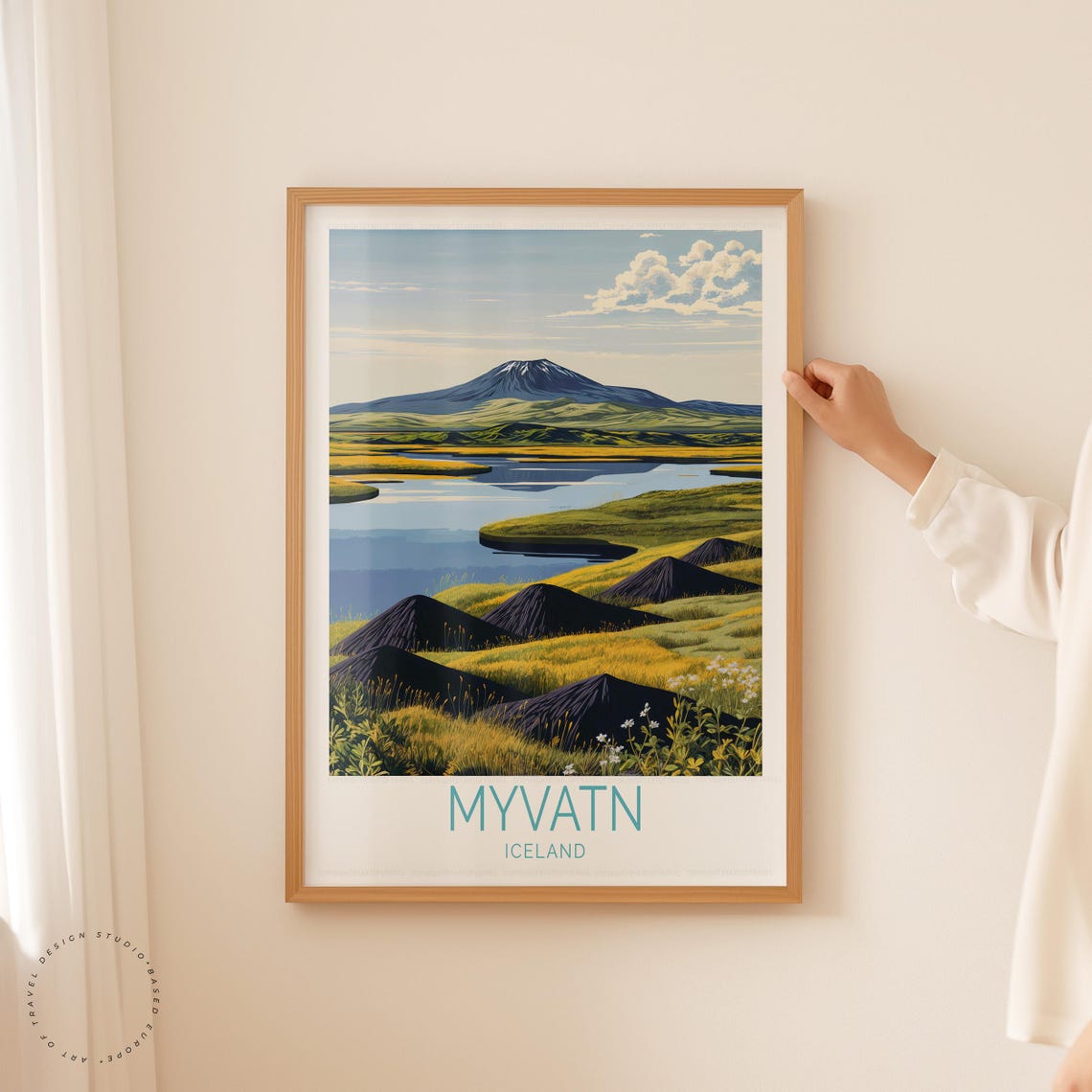 Myvatn Iceland Volcanic Lake and Lava Field Landscape Travel Poster - Image 2