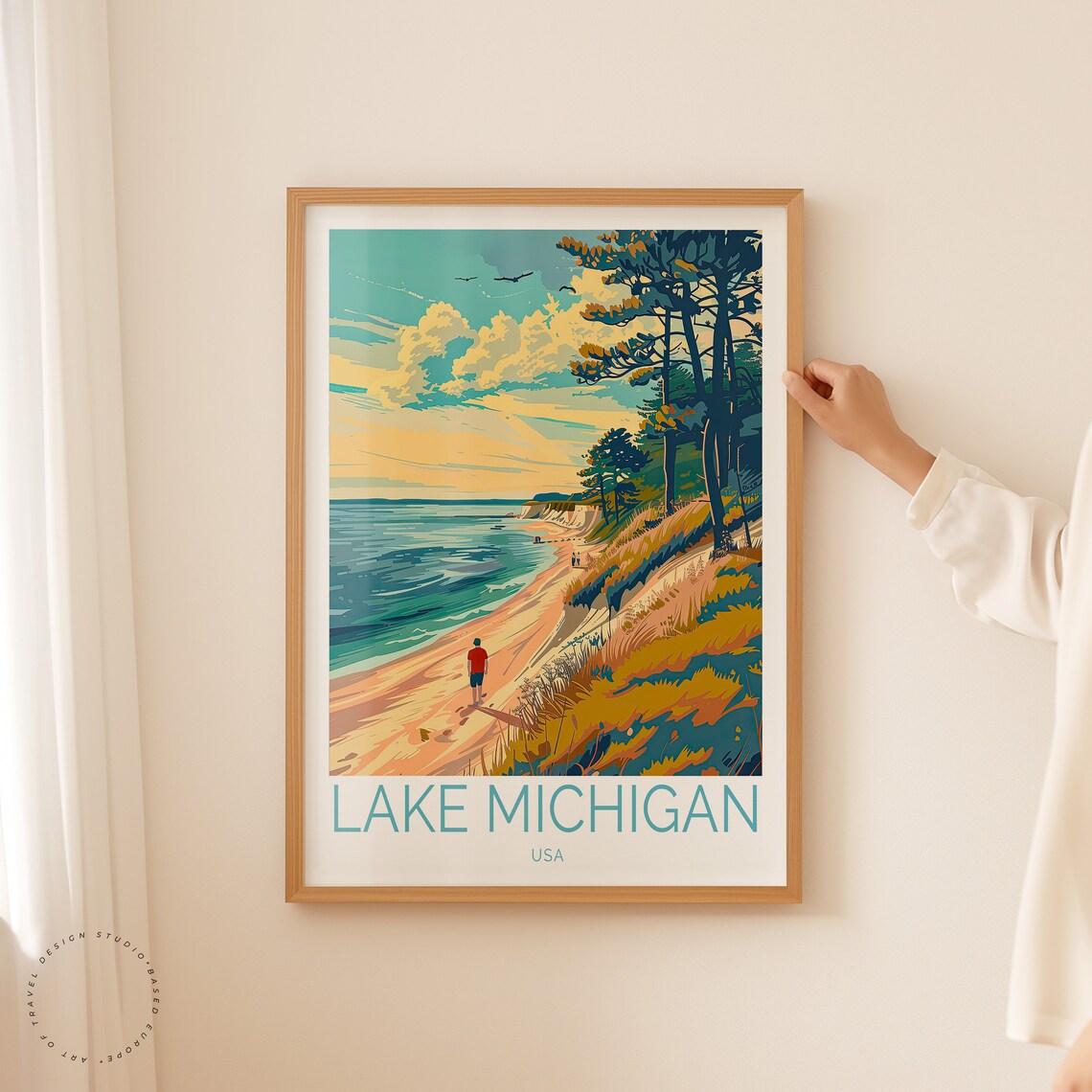 Lake Michigan Usa Travel Poster, City Print - Image 3