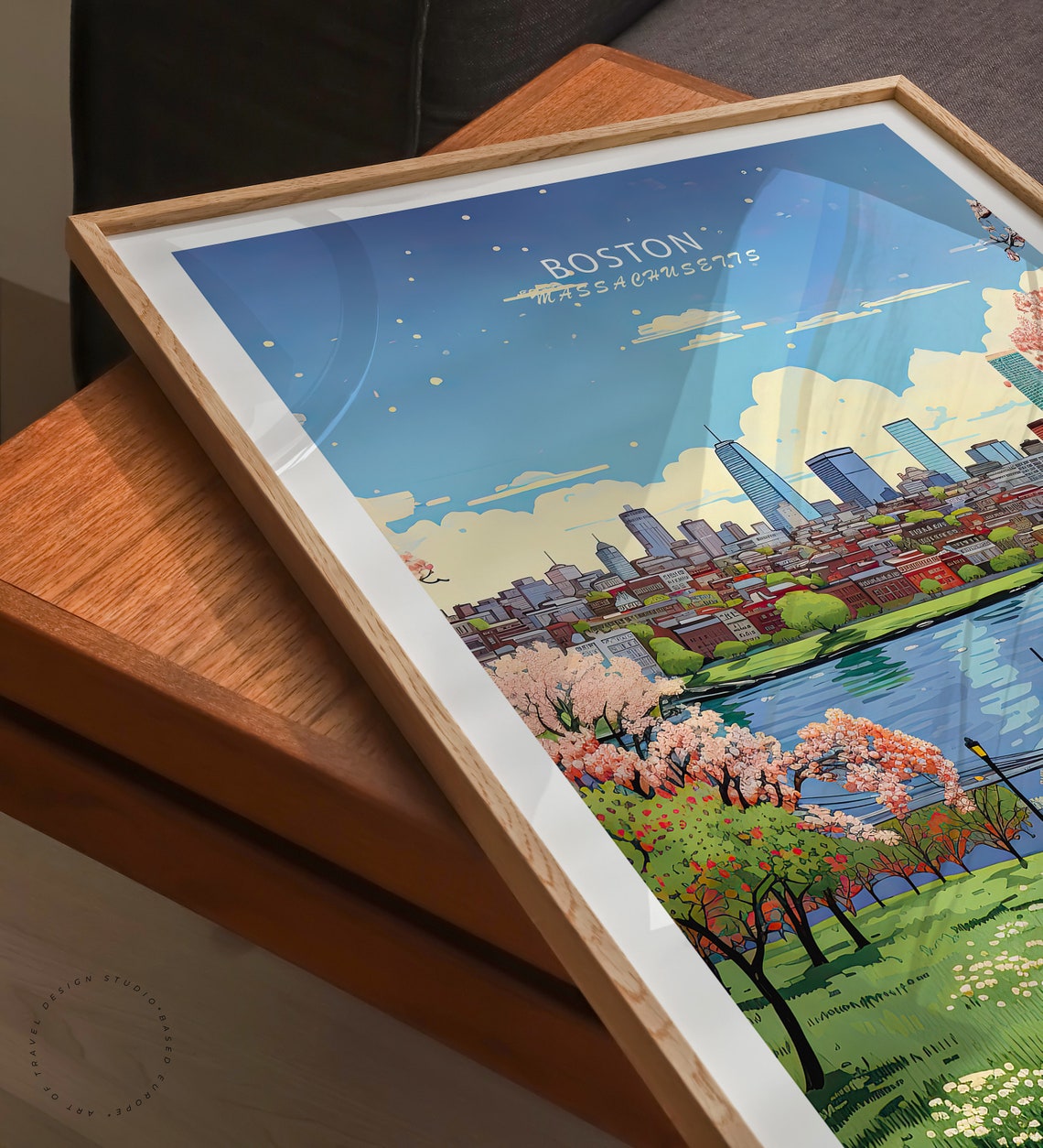 Boston Massachusetts Spring Riverside Cherry Blossom Walk Poster - Image 3