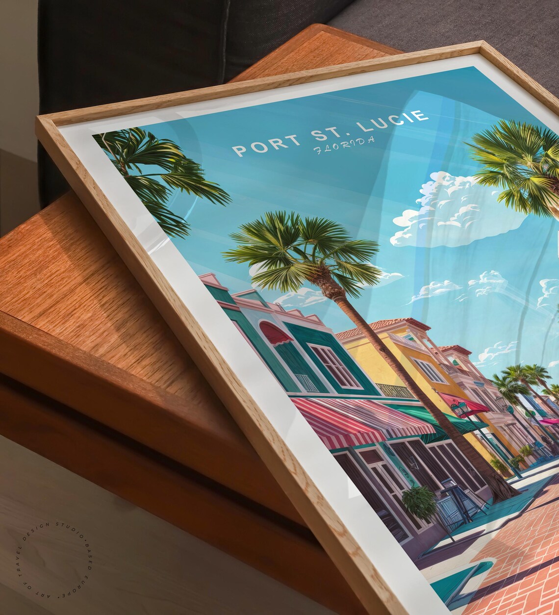 Port St Lucie Florida Colorful Brick Street Palms Shops Sunny Poster - Image 6