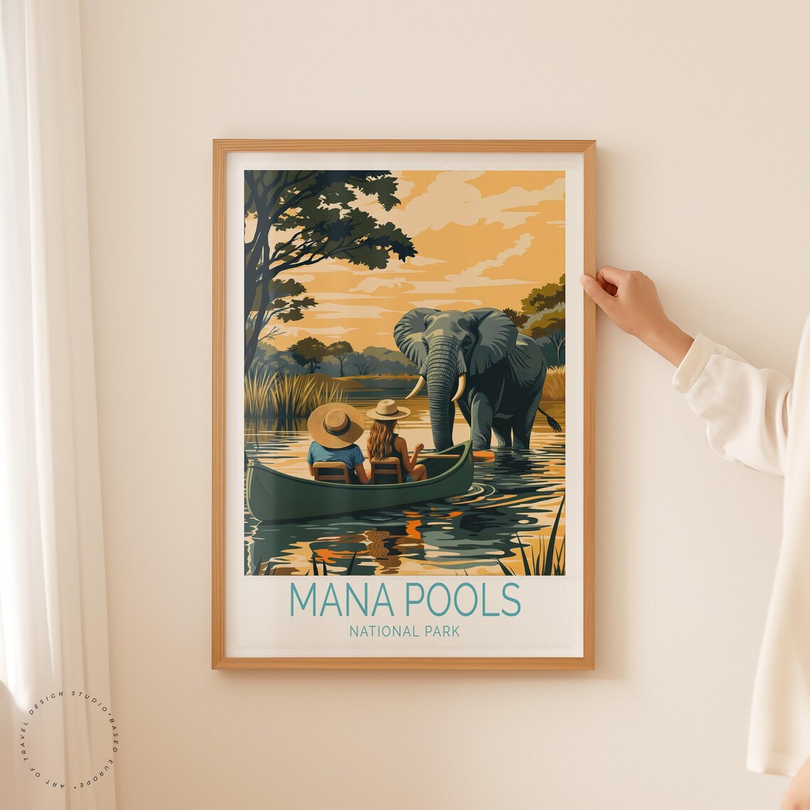 Mana Pools National Park Elephant Encounter Canoe Safari Travel Poster - Image 5