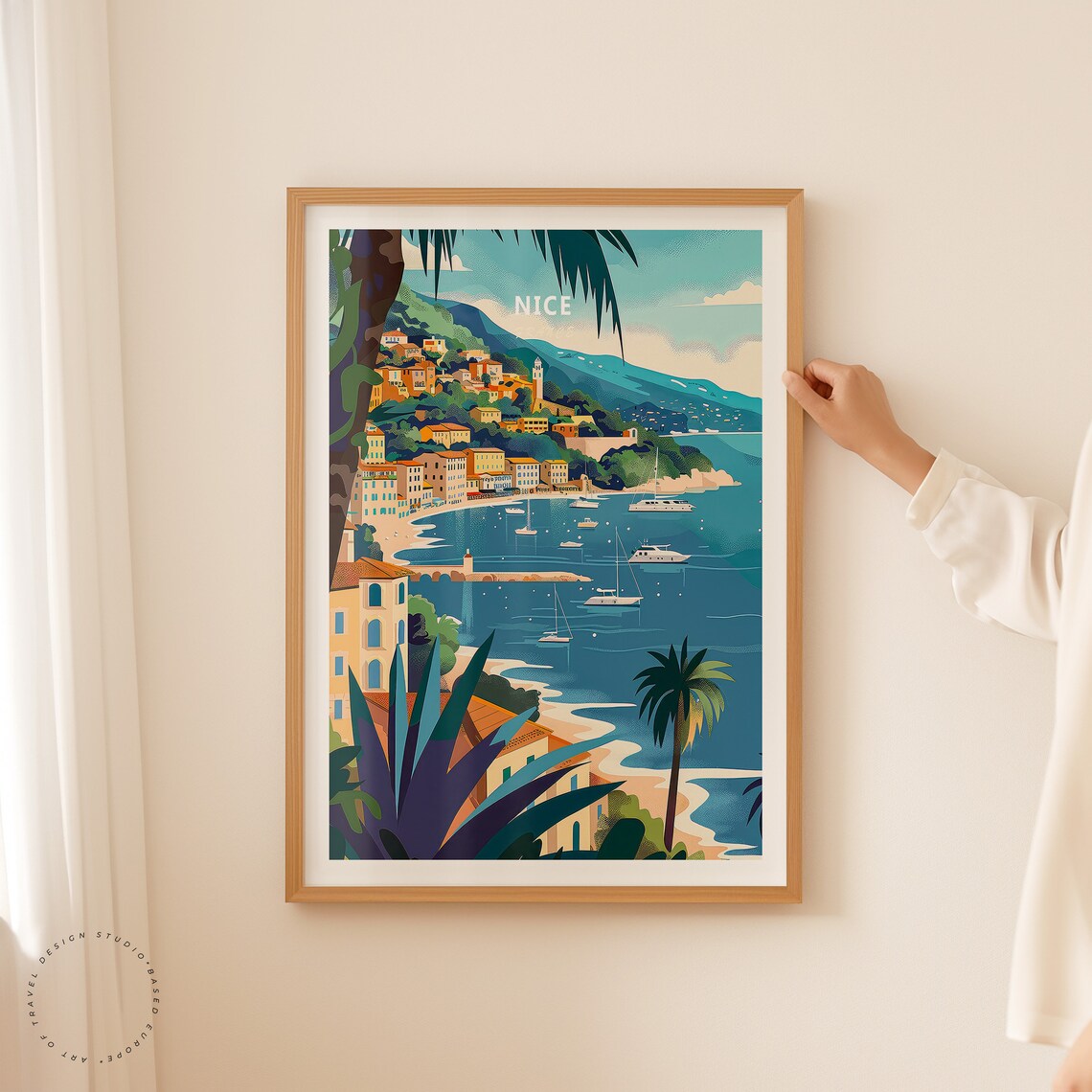 Nice France French Riviera Coastline Yachts Palm Bay Travel Poster - Image 2