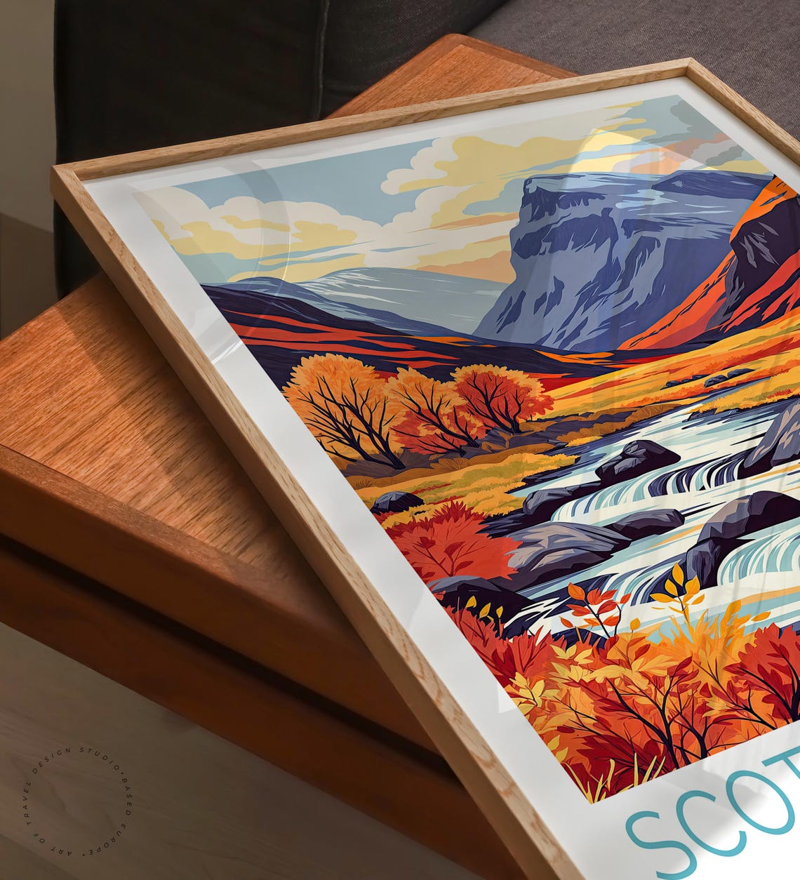 Glencoe Autumn Mountain Stream Scottish Highlands Valley Poster - Image 3