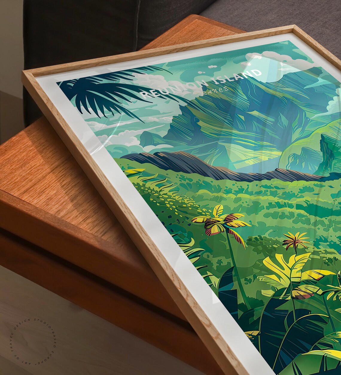 Reunion Island France Tropical Jungle Valley River View Poster - Image 3