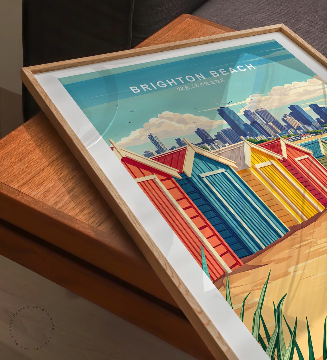 Brighton Beach Melbourne Colorful Bathing Boxes Skyline Seaside Poster - Image 6