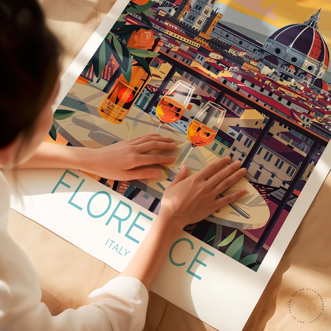 Florence Sunset Travel Poster, Italy Wall Decor - Image 2