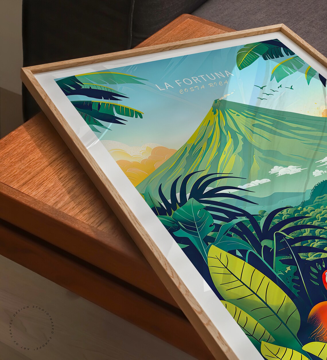 La Fortuna Costa Rica Volcano Toucan Tropical Jungle Travel Poster - Image 3