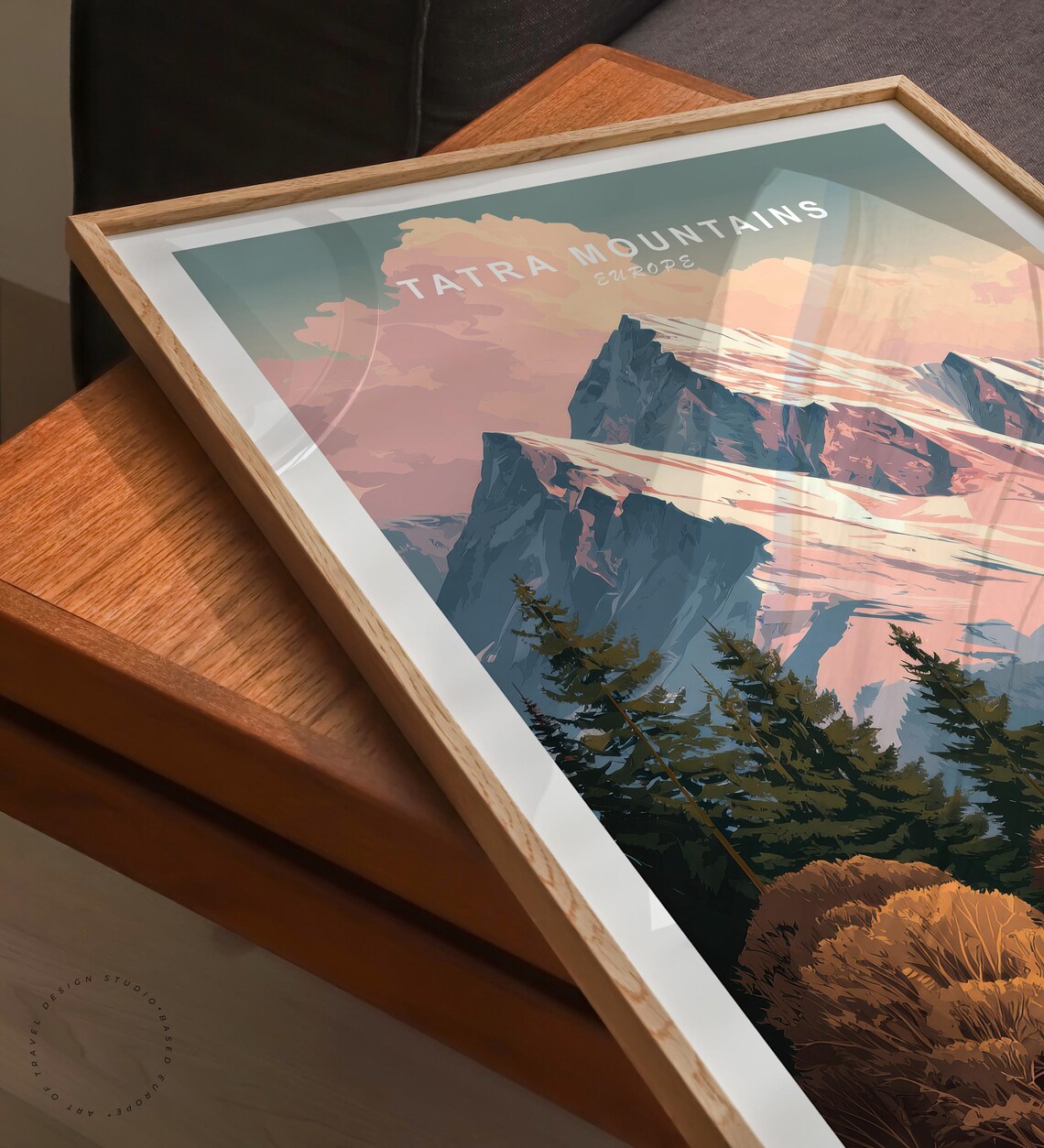Tatra Mountains Europe Snow Peaks Pink Dusk Pine Forest Travel Poster - Image 6