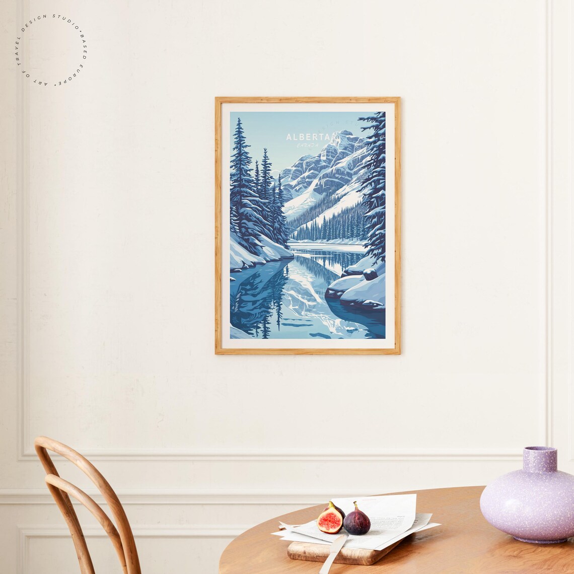 Alberta Canada Winter Mountain Lake Snowy Pines Mirror Reflection Poster - Image 4