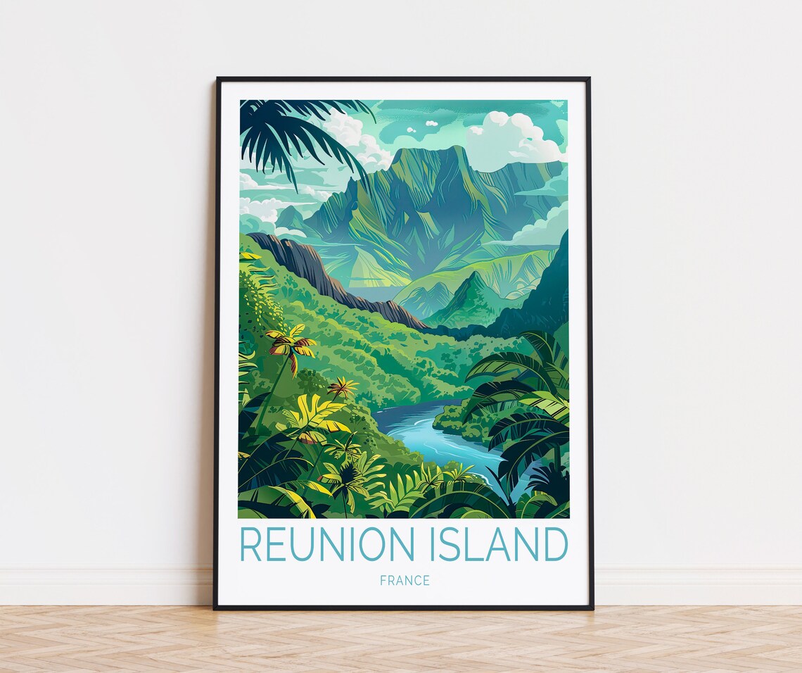 Reunion Island France Tropical Green Mountains Jungle Valley Wall Art