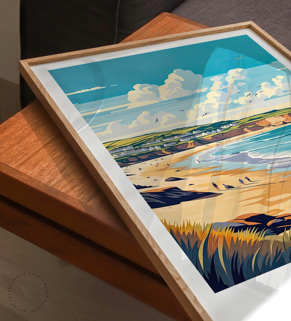 Croyde England Golden Sandy Beach Rocky Cliffs Seaside Travel Poster - Image 3