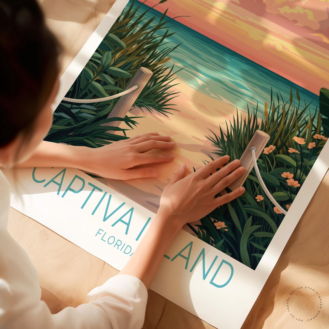 Captiva Island Florida Beach Path Sunset Dunes Ocean Travel Poster - Image 3