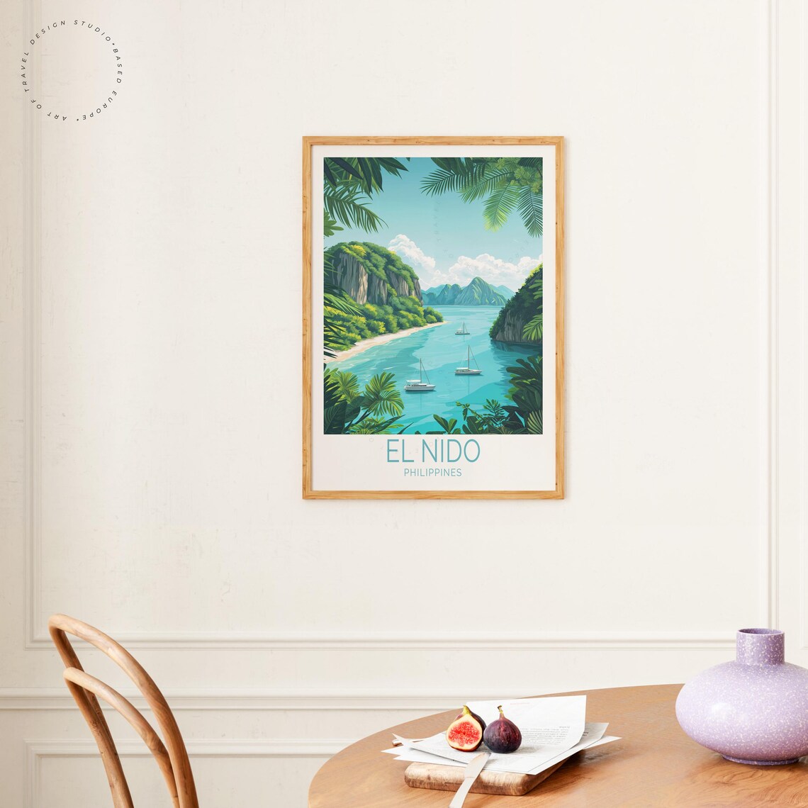 El Nido Philippines Tropical Bay Sailboats Vintage Travel Poster - Image 4