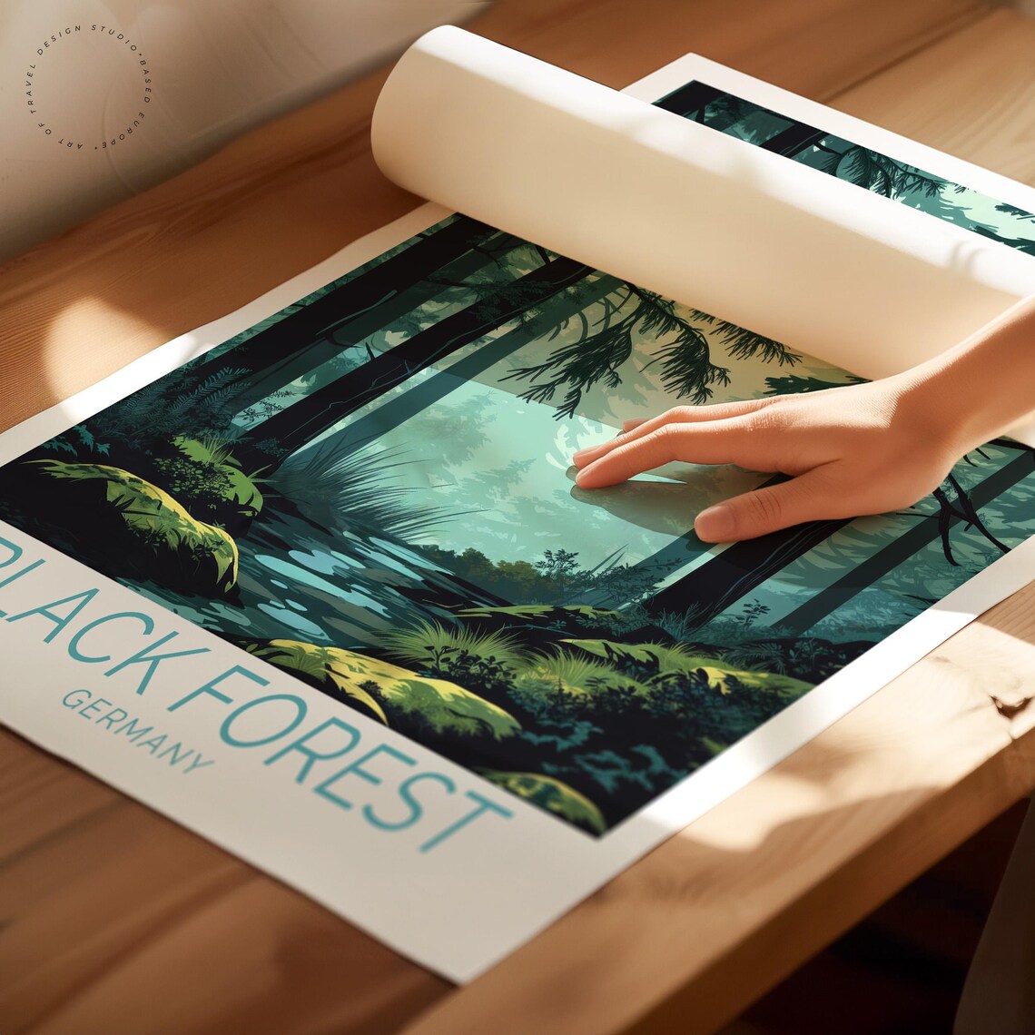 Black Forest Germany Misty Stream Mossy Rocks Forest Retreat Poster - Image 2