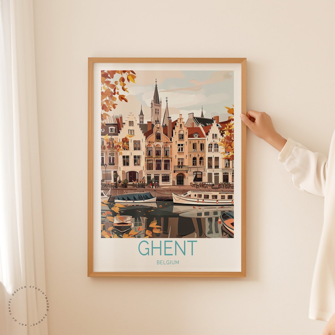 Ghent Travel Poster Belgium Print Ghent Belgium Wall Art Travel Postcard Europe Wall Decor Personalised Gifts Birthday Gifts - Image 2