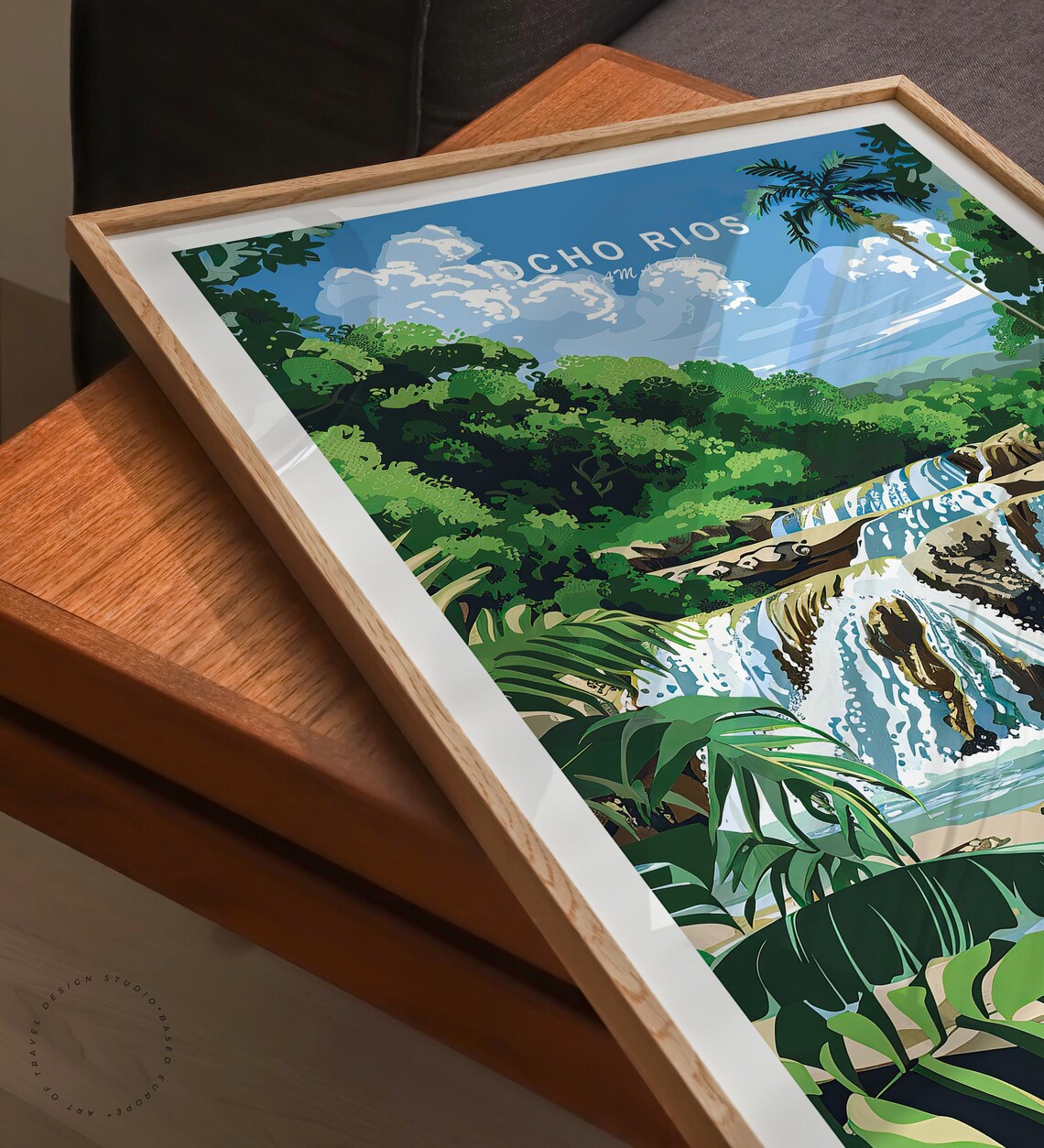 Ocho Rios Jamaica Dunn's River Falls Tropical Waterfall Travel Poster - Image 3