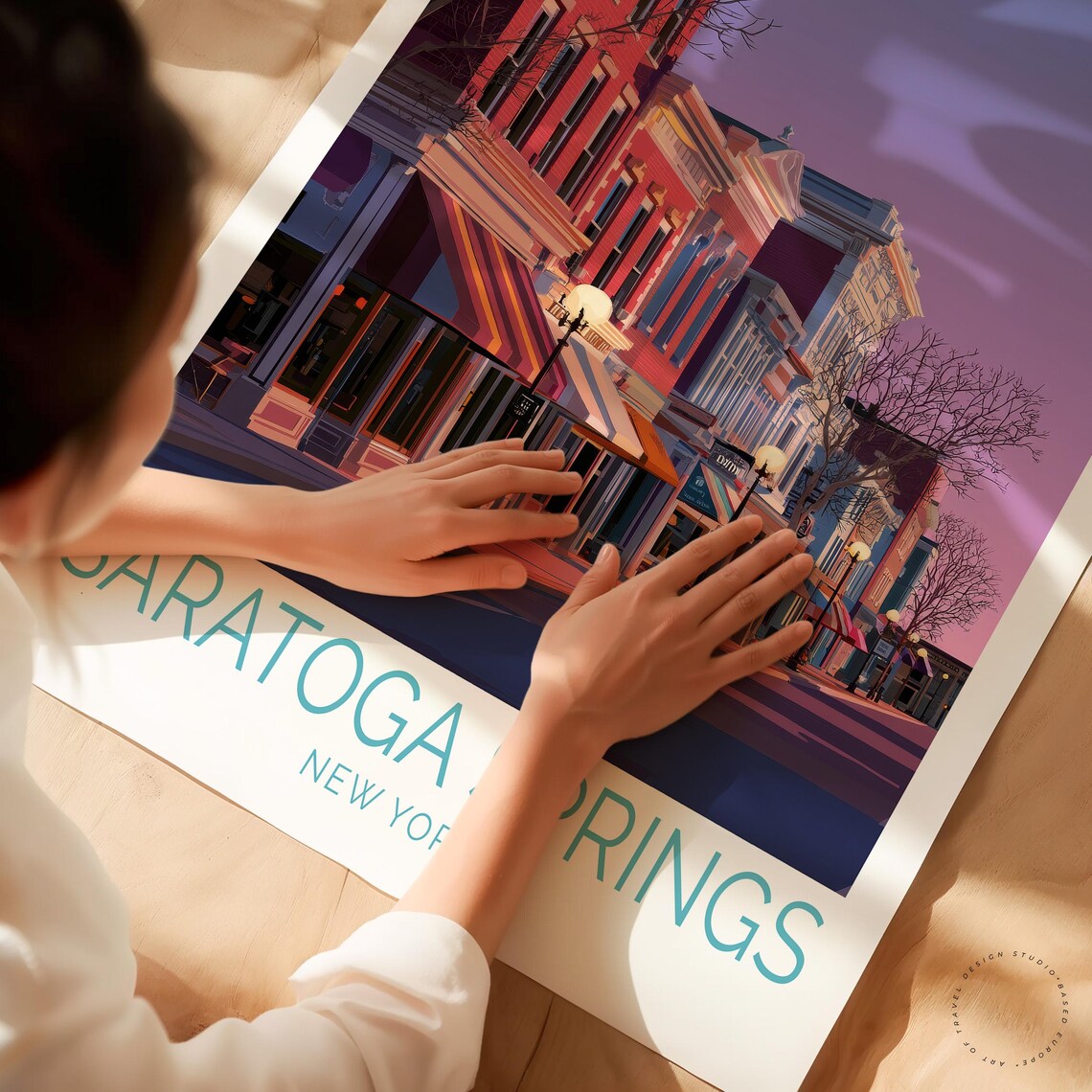 Saratoga Springs New York Historic Downtown Street Travel Poster - Image 3